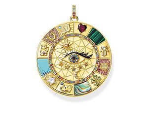 Thomas Sabo pendentif Amulette symboles porte-bonheur magiques Argent Sterling 925, Doré Or Jaune 18 Carats, Émail À Froid