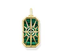 Thomas Sabo Pendentif Boussole étoile Vert Argent Sterling 925, Doré Or Jaune 18 Carats