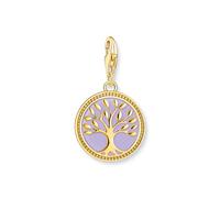Thomas Sabo Pendentif Charm arbre de vie orné d’émail à froid violet plaqué or Argent Sterling 925, Doré Or Jaune 18 Carats, Émail À Froid 2035-427-13