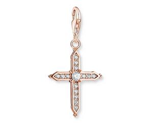 Thomas Sabo - Pendentif Charm Croix en or rose avec pierres blanches - Femme - Accessoires - Rose - Taille: ONE Size