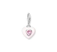 THOMAS SABO Charm cœur avec pierre rose en argent sterling 925 de haute qualité avec cœur en trois dimensions 22 x 11 mm 1915-041-9, taille unique, Argent sterling, Zircone cubique