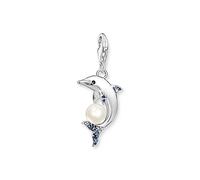 Thomas Sabo Pendentif Charm Dauphin avec Perle Argent Argent Sterling 925, Noirci, Émail À Froid