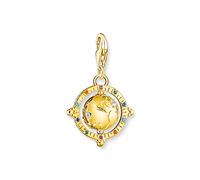 Thomas Sabo Pendentif Charm Globe terrestre Or Doré Or Jaune 18 Carats, Argent Sterling 925