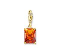 Thomas Sabo Pendentif Charm Grande Pierre Orange Argent Sterling 925, Doré Or Jaune 18 Carats