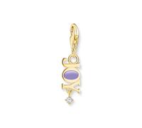 Thomas Sabo Pendentif Charm Joy avec pierre blanche plaqué or Doré Or Jaune 18 Carats, Argent Sterling 925, Émail À Froid