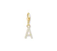 Thomas Sabo Pendentif Charm lettre A avec pierres blanches plaqué or Doré Or Jaune 18 Carats, Argent Sterling 925