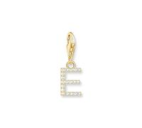 Thomas Sabo Pendentif Charm lettre E avec pierres blanches plaqué or Doré Or Jaune 18 Carats, Argent Sterling 925