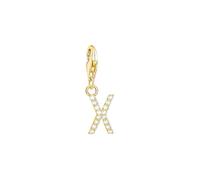 Thomas Sabo Pendentif Charm lettre X avec pierres blanches plaqué or Plaqué Or Jaune 750, Argent Sterling 925