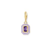 Thomas Sabo Pendentif Charm octogonal avec pierres violette et émail à froid plaqué or Argent Sterling 925, Doré Or Jaune 18 Carats, Émail À Froid