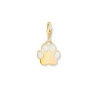 Pendentif Charm patte de chien avec émail blanc à froid plaqué or