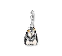 Thomas Sabo Pendentif Charm pingouins argent Argent Sterling 925, Noirci, Émail À Froid
