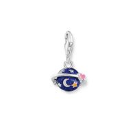 Thomas Sabo Pendentif Charm Saturne orné d’émail à froid bleu foncé et rouge en argent Argent Sterling 925, Émail À Froid