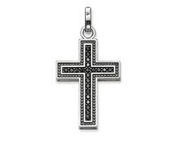 Thomas Sabo Pendentif Croix avec pavé Noir Pendentif Croix Argent Sterling 925, Noirci