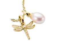 THOMAS SABO Pendentif en forme de libellule avec zircone, plaqué or 18 carats, argent 925 recyclé, bijoux naturels filigranés, breloques élégantes pour chaîne et bracelet