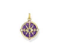 Thomas Sabo Pendentif œil avec détails cosmiques et pierres plaqué or Émail À Froid, Argent Sterling 925