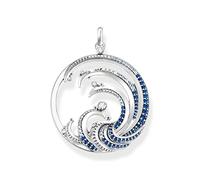 THOMAS SABO Pendentif vague en argent sterling 925 noirci avec plusieurs pierres de zircone 51 x 40 mm PE930-644-1, H: ca. 51mm / B: ca. 40mm, Argent sterling, Zircone cubique