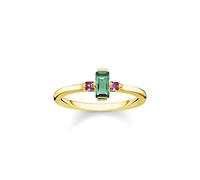 THOMAS SABO Ring Stein Baguette-Schliff grün vergoldetes Silber TR2258-973-7-54
