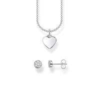 THOMAS SABO Sabo SET0614-051-14-L45v Parure collier et boucles d'oreilles pour femme en argent sterling 925, 45 cm, Argent sterling, Zircone cubique