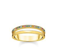 THOMAS SABO TR2316-488-7 Bague pour femme en argent sterling 925 plaqué or jaune 750 avec pierres colorées, 48, Argent sterling, Zircone cubique
