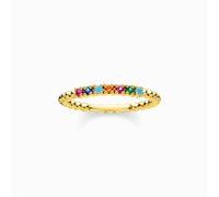 Thomas Sabo Femme Bague Perles Pierres Multicolores Or Argent Sterling 925, Doré Or Jaune 18 Carats TR2323-488-7