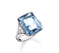 THOMAS SABO TR2339-059-1 Bague pour femme en argent sterling 925 avec pierre aqua, 56, Argent, Aucune pierre précieuse