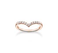 THOMAS SABO TR2394-416-14 Bague en forme de V avec pierres blanches en argent sterling 925 plaqué or rose 750, 54, Argent sterling, Zircone cubique
