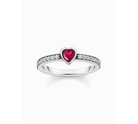 Thomas Sabo Femme Solitaire en Argent avec Pierre Rouge taillée en cœur Argent Sterling 925, Noirci TR2448-640-10