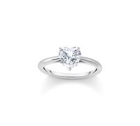 THOMAS SABO Bague avec pierre blanche en forme de cœur en argent sterling 925 recyclé et oxyde de zirconium taille 54 TR2476-051-14-54, 54, Métal précieux