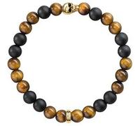 THOMAS SABO Rebel at Heart A1509-881 Bracelet pour Homme avec Motif tête de Mort dorée en Argent plaqué Or œil de Tigre, 17 Centimeters, Argent Sterling, œil de Tigre