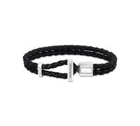 Thomas Sabo Unisexe Bracelet Double Noir et Argent en Cuir Argent Sterling 925, Noirci, Cuir A2148-682-11