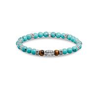 Thomas Sabo Unisexe Bracelet Éléments Turquoise et Oeil-de-Tigre Argent Sterling 925, Noirci A2087-364-7