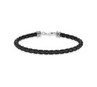 Thomas Sabo Unisexe Bracelet en Cuir Noir Argent Sterling 925, Noirci, Cuir A2011-682-11