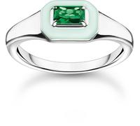 Thomas Sabo Women's Charming Pop Octagonal Green Stone Band Ring Argent 52 Female