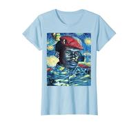 Thomas Sankara dans Le Style Van Gogh T-Shirt, Femme, Bleu Céleste, M