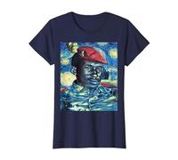 Thomas Sankara dans Le Style Van Gogh T-Shirt, Femme, Bleu Marine, M