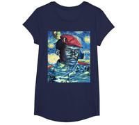 Thomas Sankara dans Le Style Van Gogh T-Shirt, Fille, Bleu Marine, M