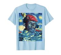 Thomas Sankara dans Le Style Van Gogh T-Shirt, Homme, Bleu Céleste, L