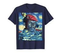 Thomas Sankara dans Le Style Van Gogh T-Shirt, Homme, Bleu Marine, M