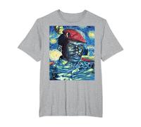 Thomas Sankara dans Le Style Van Gogh T-Shirt, Homme Grandes Tailles, Gris Chiné, 5X Tall