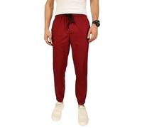 Thomas Scott Homme | Solide | Léger | Tissu respirant | Taille moyenne | Coupe décontractée | 100 % coton | Élastique avec cordon de serrage | Pantalon | Pantalon, bordeaux, 34