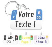 ThomiCraft - Porte-Clés Personnalisé Plaque Immatriculation | Porte-Clef Personnalisable Prénom & Texte | Impression 3D & UV | Accessoire Moto Fabriqué en France | Idée Cadeau Original Motard