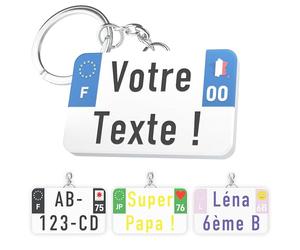 ThomiCraft - Porte-Clés Personnalisé Plaque Immatriculation | Porte-Clef Personnalisable Prénom & Texte | Impression 3D & UV | Accessoire Moto Fabriqué en France | Idée Cadeau Original Motard