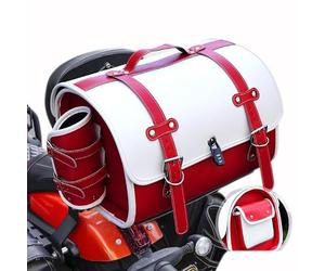 THOMIX Sacoche de Selle de Moto pour Triumph Thunderbird 1600 2009-2018, Étanche Cuir Sacoche Arrière de Moto, Coffre De Rangement pour Coffre De Voyage, Grande Capacité Sacoche,F White Red