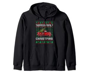 Thompson Family Ugly Christmas Sweater Red Truck Funny Xmas Sweat à Capuche