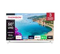 THOMSON 50 Pouces (126 cm) Téléviseur UHD Blanc Smart Android TV (WLAN, HDR, Triple Tuner DVB-C/S2/T2, Commande Vocale) 50UA5S13W-2023