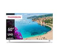 THOMSON 50 Pouces (126 cm) Téléviseur UHD Blanc Smart Android TV (WLAN, HDR, Triple Tuner DVB-C/S2/T2, Commande Vocale) 50UA5S13W-2023
