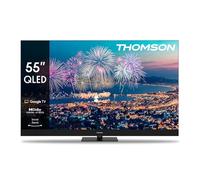 THOMSON 55 Pouces (139cm) QLED Plus Google Smart TV, Wi-FI, Dolby Audio, Haut-Parleur Avant intégré, HDR10, Bluetooth 5.1, Triple-Tuner (Câble/Satellite/Antenne), HDMI, CI+, A+ Panneau - 55QG6C14