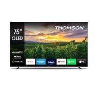 THOMSON 75 Pouces (189 cm) QLED Smart Android TV, Google Assistant, Wi-FI, Dolby Digital, Bluetooth, Triple-Tuner (Câble/Satellite/Antenne), HDMI, CI+, A+ Panneau - 75QA2S13