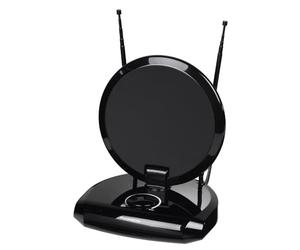 Thomson Antenne Intérieure ANT1418BK (pour Radio/TV, réception numérique DVB-T/-T2, réception Dab/Dab+, Convient au récepteur/syntoniseur VHF, avec Prise 12V pour Voiture, Performance 35) Noir