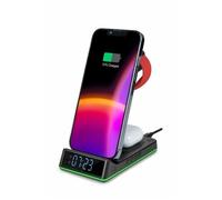 THOMSON CL750IA - RÉVEIL ET STATION DE CHARGE 4-EN-1 - COMPATIBLE APPLE - BANDEAU LED LUMINEUX POUR INDIQUER LA CHARGE - NOIR